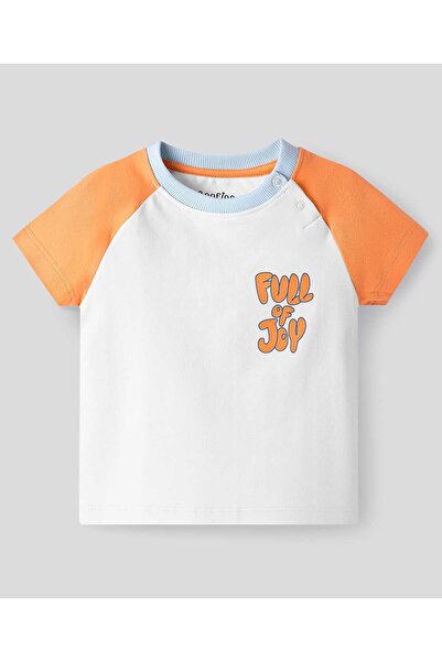 Bonfino Bonfino 100% Cotton Knit Half Raglan Sleeve T-Shirts Full of Joy Text Pack Of 5-White Pink & Blue