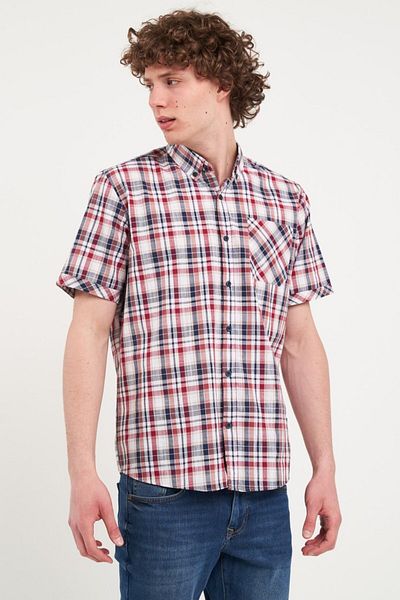 Kenvelo Men's short-sleeved shirt with checkered pattern