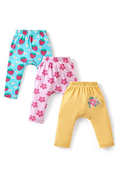 Babyhug Babyhug Interlock Full Length Comfort Fit Diaper Legging Pack of 3-Light Blue Light Pink&Yellow