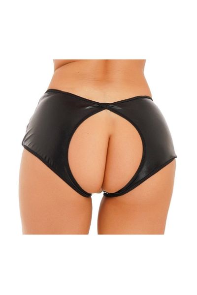 Lasirius Fancy Black Open Private Zones Glossy Panties