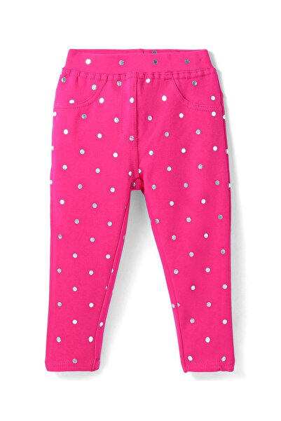 Babyhug Babyhug French Terry Knit Full Length Polka Dot Printed Jeggings - Dark Pink