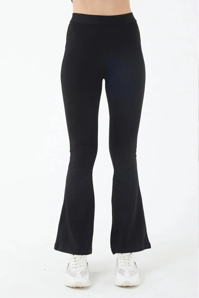 soBasic Дамски черни клинове с нормална талия и ликра, разкроени и стягащи