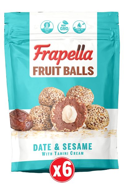 Frapella Sesame Covered Tahini Cream Filled Fruit Ball 80 Gr. X 6 Pack