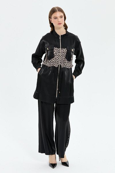 MÜSEMMA Leopard Detail Belted Large Size Suit
