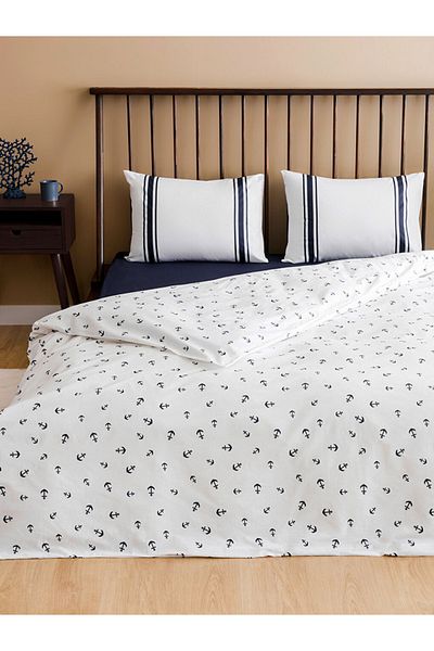 LC Waikiki Lcw Home Mixed Cotton Printed Double Duvet Cover Set