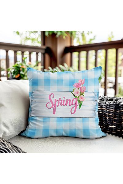 Evmila Husa de perna din catifea cu tema primavara 43x43 Cm Imprimare pe doua fete