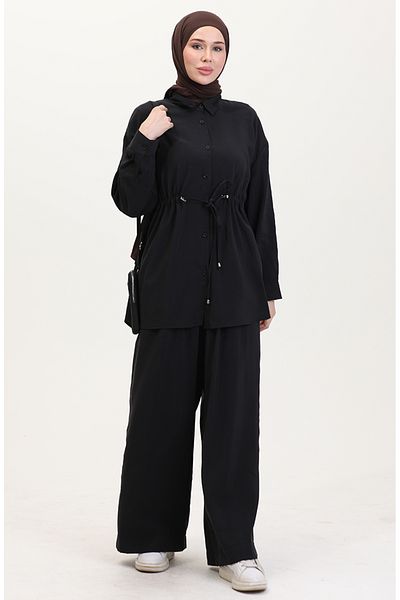 sefamerve Modal Fabric Tunic & Pantalon, Μαύρο 4064-05 Σετ