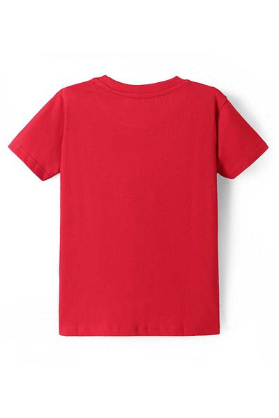 Pine kids Pine Kids Cotton Knit Half Sleeves T-Shirt With Aircraft Text Print - Red