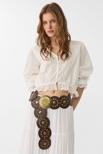 Stradivarius Studded belt with plate