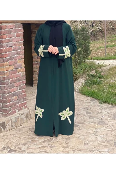 Bayram Giyim Gold Guipure Ferace Emerald Green