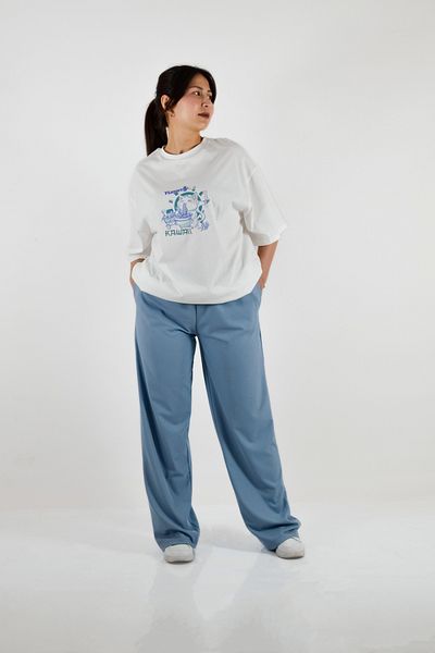 BUSEM Pantaloni largi cu buzunare duble cu talie elastică albastru