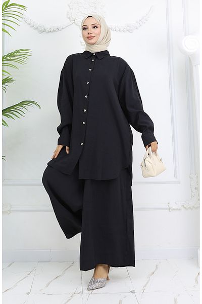 sefamerve Tunika Pantalon Διπλό Σετ Μαύρο 4065-03