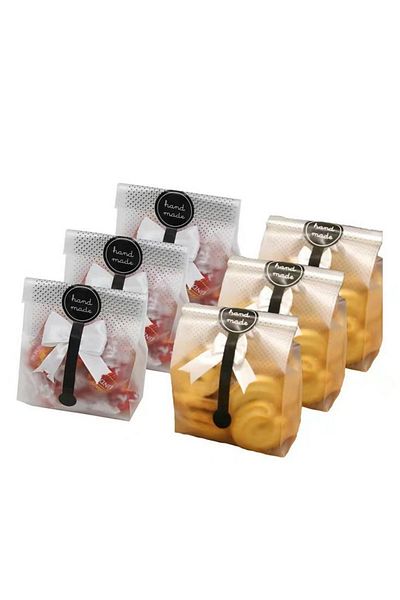 Choice 9x22.5cm 30pcs Scrub Bag With Black Sticker, Black Polka Dot Strip Opp Bags For Gift Dec