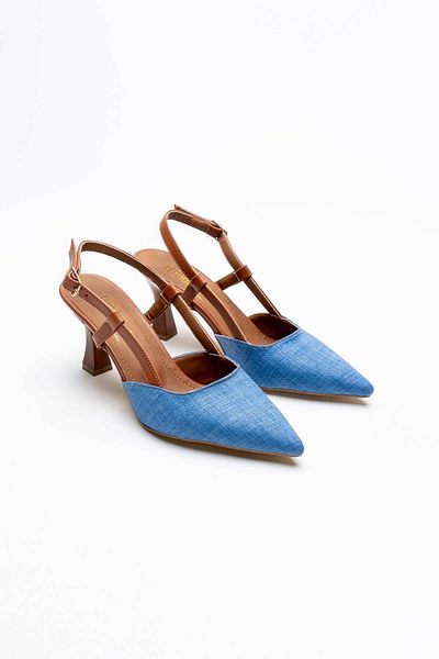 EMOYRA Pantofi cu toc Victoria Blue Tan pentru femei