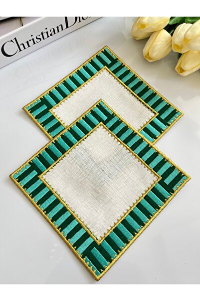 KUMSAL ÇEYİZ 2 Adet Sunumluk Peçete,kokteyl Peçete,kahve Yanı Sunum Peçetesi,...