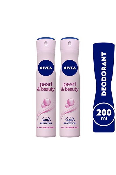NIVEA مزيل عرق بخاخ بيرل آند بيوتي، ٢ × ٢٠٠ مل | عبوة اقتصادية برائحة تدوم طويلاً