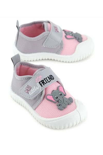 Elit 9688 Pink Lightweight Comfortable Linen Baby Girl Sneakers