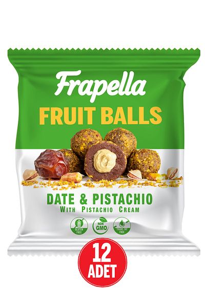 Frapella Antep Pistachio Covered Antep Pistachio Cream Filled Fruit Ball 40 Gr. X 12 Pieces