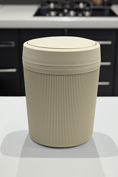 Ayshe Home Concept Alesta Çöp Kovası 4.2 Lt. Mutfak-Banyo-Ofis Bej-Beyaz-Gri
