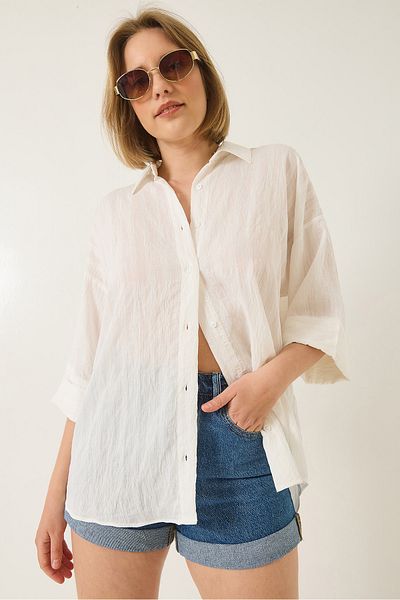 Bianco Lucci Cămașă casual de damă jacquard cu jumătate de mânecă 60283201