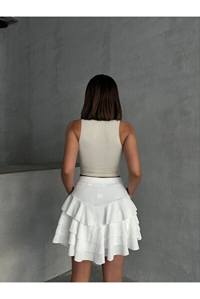 BE CHİC Жіноча спідниця з високою талією з оборками міні-шорти SG9814