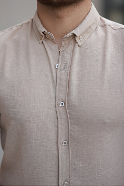 Mero Life Ανδρικό πουκάμισο με μακρυμάνικο χαλαρό ύφασμα από 100% βαμβάκι
