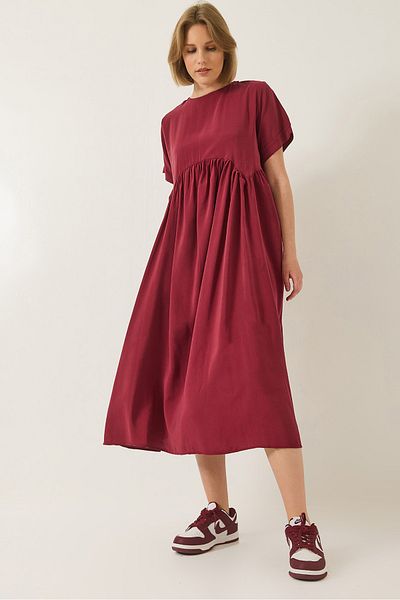 Bianco Lucci Rochie modal de vară cu mâneci scurte pentru femei, cu cusături asimetrice, buzunare 60283187