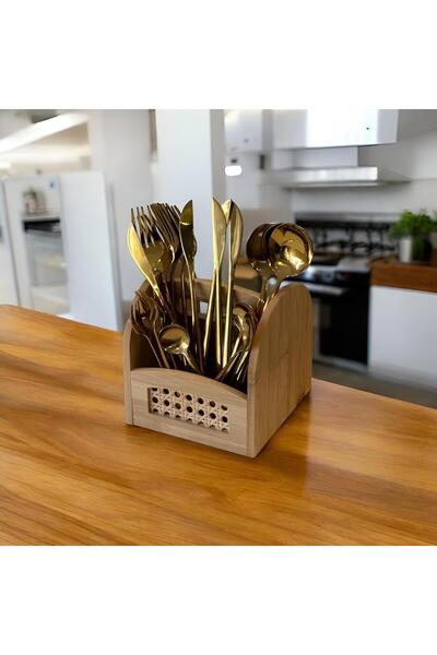 ALLEGRI Bambu Pinterest Model Çift Taraflı Modern Çatal Kaşıklık Bıçak Ve Peç...