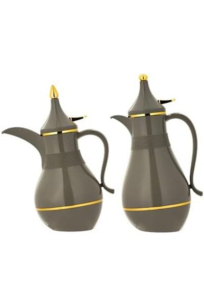 ALSAIF Hafawa 2-pieces Coffee And Tea Vacuum Flask,0.75l/1l ,dark Grey/gold