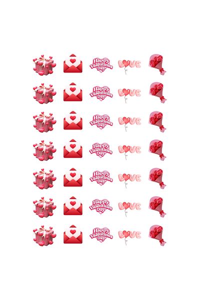 Bimotif Set of Stickers on the Theme of Love, Love, Heart and Valentine's Day, 525 Pcs