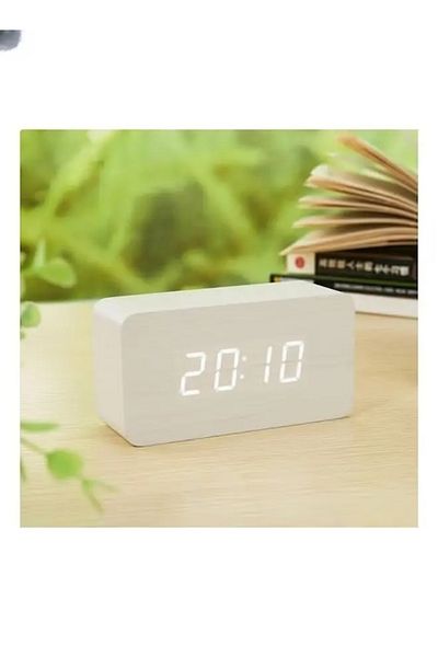 COOYA Wooden Digital Alarm Clock, Smart Led Digital Rectangular Digital Alarm Clock for Bedroom