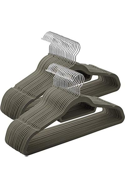 DERİK Simurg 50 Pack Velvet Hanger Κρεμάστρα κοστουμιών πάχους 0,6 cm με αντιολισθητική επιφάνεια, δύο έλξεις