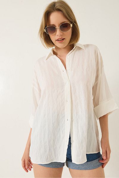 Bianco Lucci Cămașă casual de damă jacquard cu jumătate de mânecă 60283201