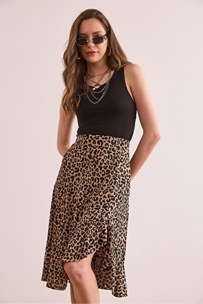 Olalook Дамска леопардова вълнена пола с вълни и вълни ETK-19000312