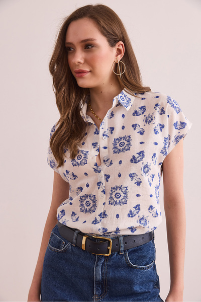 Olalook Жіноча сорочка з полум'яним льоном, що містить кажана, з мотивом темно-синього кольору GML-19001317