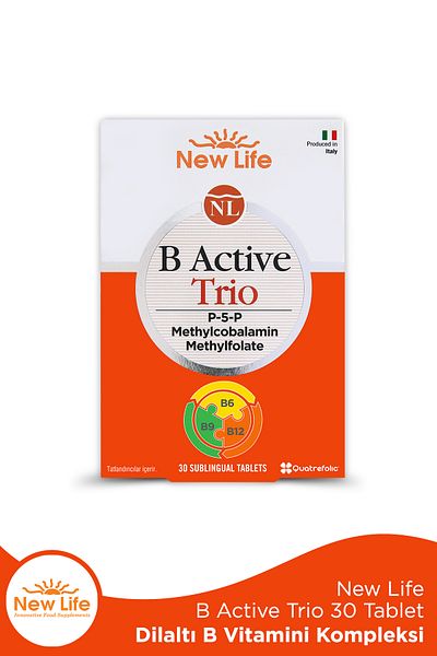 New Life B Active Trio 30 Tablets - Vitamin B6 and B12 - Folic Acid (P5P-Methylcobalamin-Methylfolate)