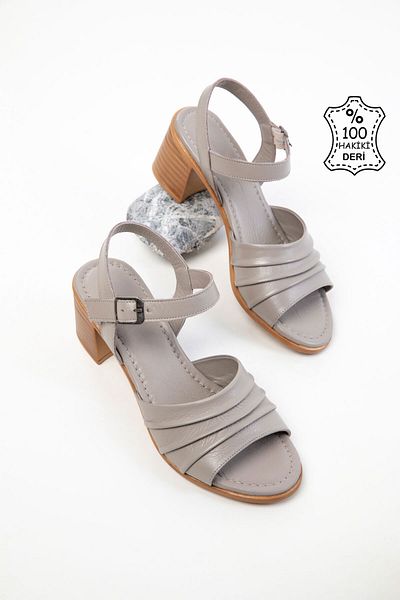 SOHO Graue Damen-Schuhe mit Absatz aus echtem Leder 20541