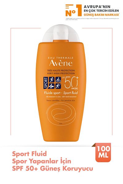 Avene Sport Fluid Spf 50+ Waterproof and Sweatproof Sunscreen for Athletes 100 ml