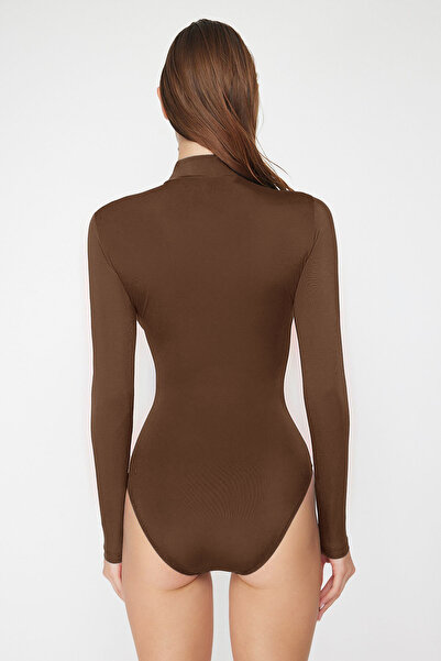 Trendyol Collection Brown Zippered Long Sleeve Regular Surfing Swimsuit Tbess20Ma0301
