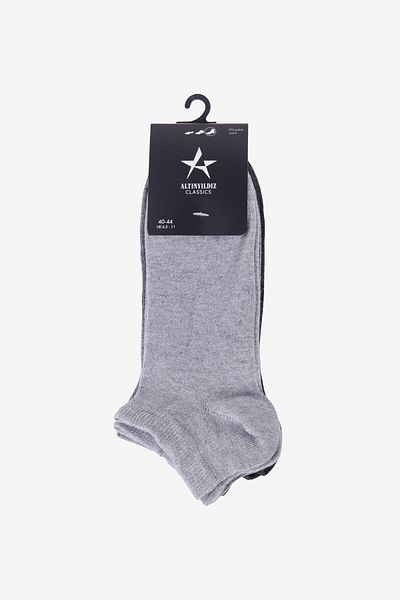 ALTINYILDIZ CLASSICS Men's Anthracite-Grey 3 Pack Booties Socks