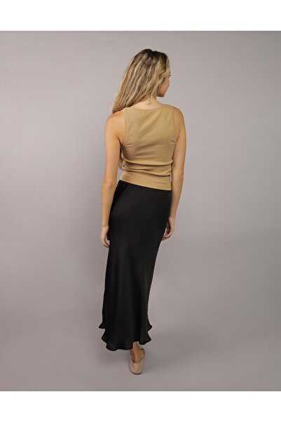 AMERICAN EAGLE Ae High-Waisted Satin Midi Skirt