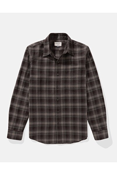 AMERICAN EAGLE قميص Everyday مربّع النقش ومزود بأزرار وذو قصة ضيقة من AE