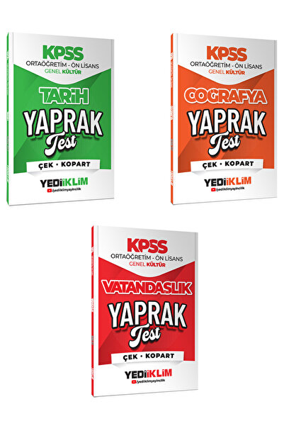 Yediiklim Yayınları 2026 KPSS Ortaöğretim Ön Lisans Genel Kültür Çek Kopart Y...