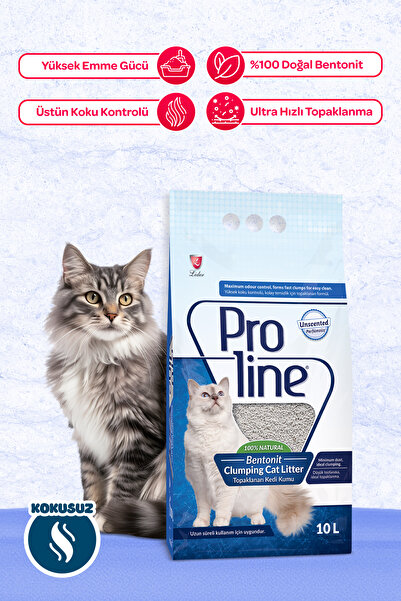 Pro Line Naturel Parfümsüz İnce Tane Topaklanan Kedi Kumu 10l
