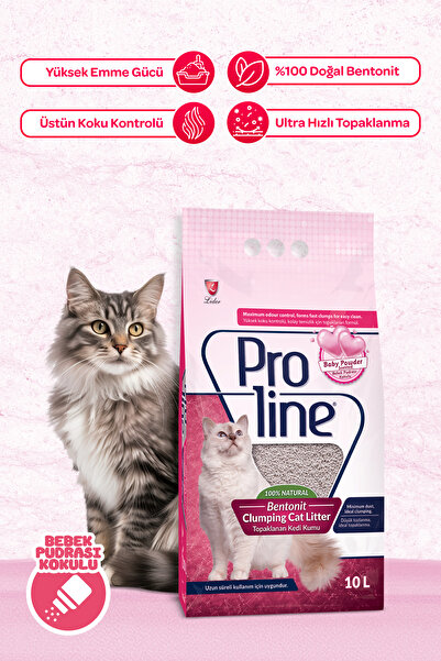 Pro Line Proline Bebek Pudrası Kokulu Kalın Taneli Topaklaşan Bentonit Kedi K...