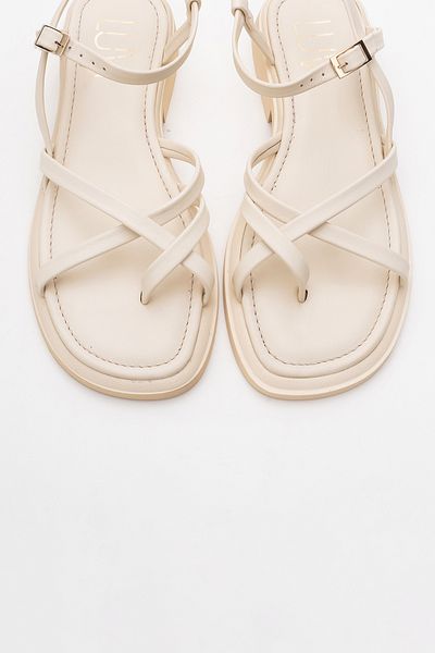 LuviShoes Dámské žabky z pravé kůže ANTAS béžové