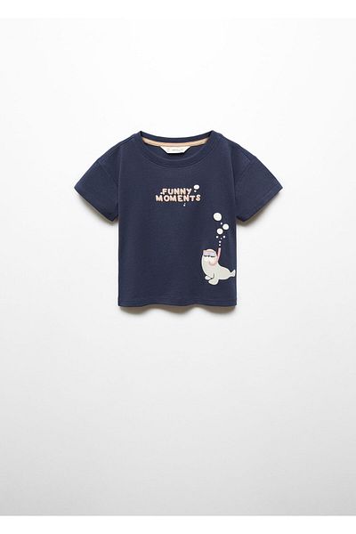 MANGO Woman Navy Blue Baby Boy T-Shirt 67016001