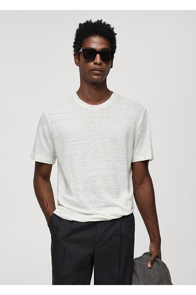 MANGO Ανδρικό T-Shirt - Εκρού, Model67006024