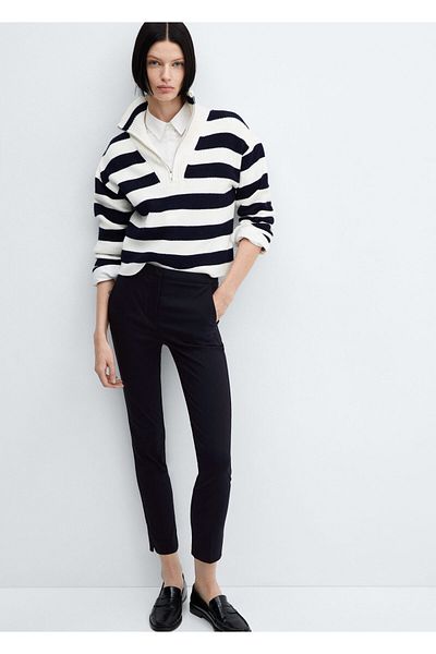 MANGO Woman Navy Blue Women's Trousers57010760