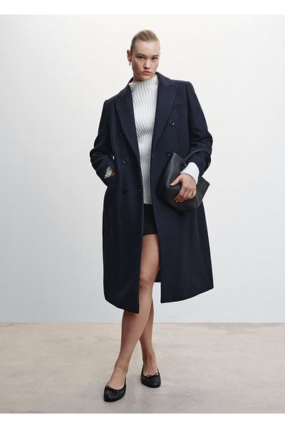 MANGO Woman Palton de damă albastru strălucitor47050096